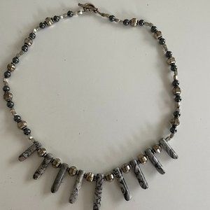 Handmade Necklace Grey Jasper stones
